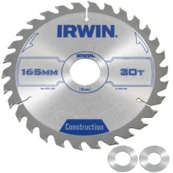 Irwin Cirkelzaagblad Ø165 Mm. Inclusief Reduceerringen Waardoor Geschikt Voor Asgat 16, 20 En 30 Mm, Vertanding 30T