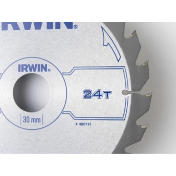 Irwin Cirkelzaagblad Ø184 Mm. Inclusief Reduceerringen Waardoor Geschikt Voor Asgat 16, 20 En 30 Mm, Vertanding 24T - Image 2